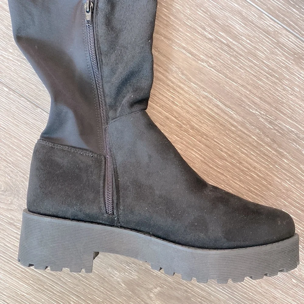 NEW! DIRTY LAUNDRY Over-The-Knee Boot Manhattan Faux Suede Lug Sole Black Size 9